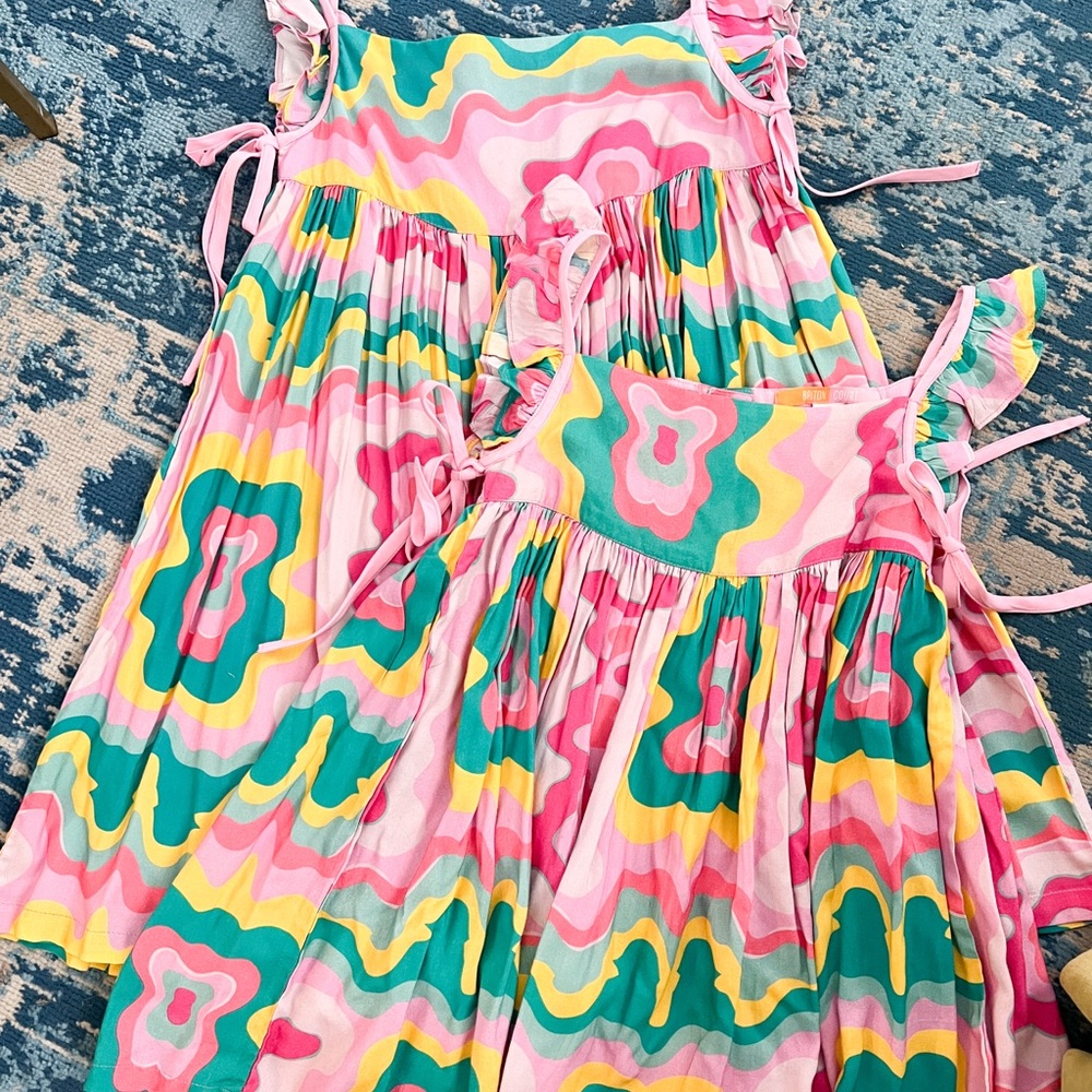 Briton Court Colorful Kids Dress with Ruffle Straps